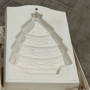 Vintage Stoneware Christmas tree cookie mold Holiday
